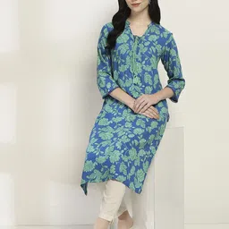 Rangriti Floral Printed Mandarin Collar Straight Kurta-picture-15