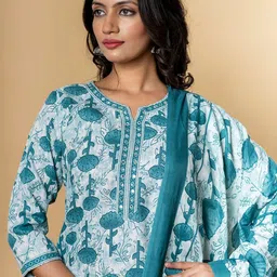 Readiprint Women Floral Printed Regular Sequinned Kurta with Palazzos & With Dupatta image 2
