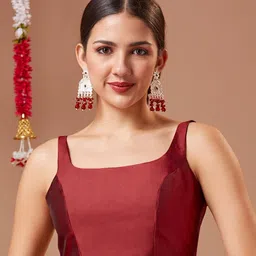 SALWAR STUDIO Silk Sleeveless Readymade Padded Saree Blouse-picture-21