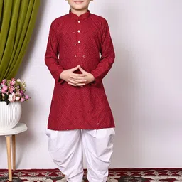 NFC CREATION Boys Embroidered Regular Sequinned Kurta with Patiala-picture-28