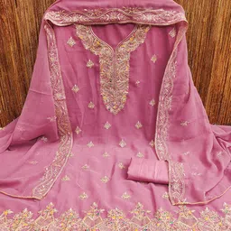 rangtulika ethnics Rangtulika Floral Embroidered Georgette Unstitched Dress Material-picture-37
