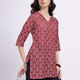 Anouk Rustic Ethnic Motif Printed V-Neck Straight Kurta-picture-46