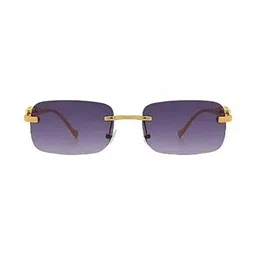 Being Better Unisex Purple Lens & Gold-Toned Rectangle Sunglasses with image 3