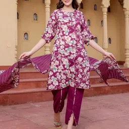 RAISHREE Women Floral Printed Regular Pure Cotton Kurta Set image 5