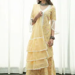 ROZE Women Yellow Cotton Dupatta-picture-20