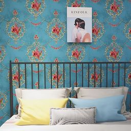 INDIAN ROYALS Blue & Pink Printed Damask Flower Design Waterproof Wall Sticker-picture-23