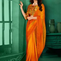 Sangria Printed Party Wear Georgette Saree With Matching Blouse-picture-40