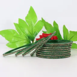 ZULKA Set Of 12 Glass With Zircon Gemstone Studded Glossy Finished Bangles-picture-37