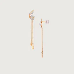 Mia by Tanishq Women Luminous Cascade Gold & Diamond Drop Earrings 3.16 gm image 4