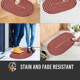 Kuber Industries Maroon & Brown 4 Pieces Textured Cotton Anti-Slip Doormats image 4