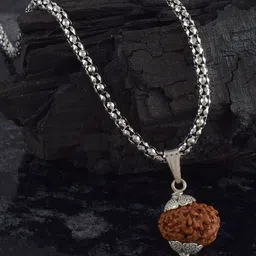 ADMIER Silver-Plated Contemporary 8 Mukhi Rudraksha Pendants With Chains-picture-37
