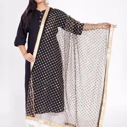 Rani Saahiba Geometric Embroidered Mirror Work Net Dupatta-image-80