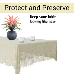 RUBOXA Cream-Coloured Set of 2 Floral Waterproof Plastic 6-Seater Table Cover image 3