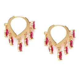 Peora Gold-Plated Crystals Teardrop Shaped Hoop Earrings image 4