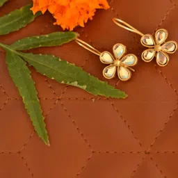 SHREEVARAM Floral Gold Hoop Earrings image 1