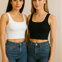 The Cloth Crow Women Ribbed Square Neck Sleeveless Crop Top-image-94
