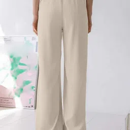 BAESD Women Relaxed Straight Leg High-Rise Non Iron Trousers image 2