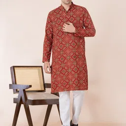 DEVOILER Men Ethnic Motifs Printed Kurta image 3