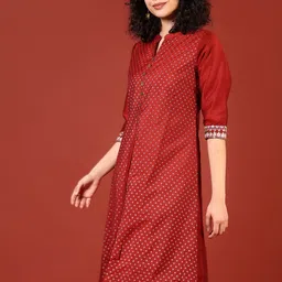 V-Mart Gometric Printed Cotton Mandarin Collar A-line Kurta image 5