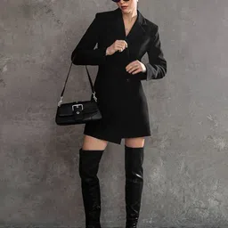 StyleCast Women V Neck Mini Blazer Dresses-picture-13
