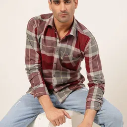 JADEBERRY Men Classic Slim Fit Tartan Checks Opaque Checked Casual Shirt-picture-18