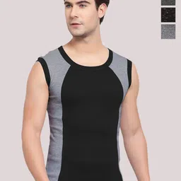 Sporto by Macho Men Pack Of 4 Cotton Colourblocked Undershirt Sleeveless Innerwear Vests-picture-35