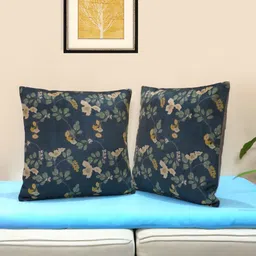 Mid July Home Grey & Mustard Set of 2 Floral Velvet Square Cushion Covers image 1