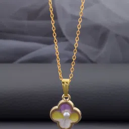 Birado Jewellery Set Of 2 Stainless Steel Gold-Plated Enamelled Pendants With Chain image 2