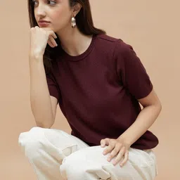Fame Forever by Lifestyle Women Round Neck Short Sleeve Cotton Top-picture-32