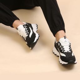 yoho Women Colourblocked PU Round Toe Lace-Ups Sneakers-picture-34