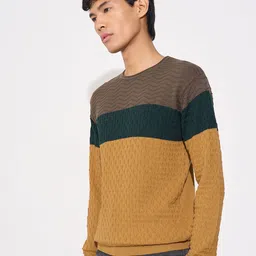 People Men Colourblocked Cotton Pullover image 2