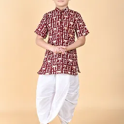 BAESD Boys Batik Printed Pure Cotton Kurta with Dhoti Pants-picture-19