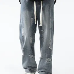 StyleCast x Revolte Men Relaxed Fit Mid-Rise Mildly Distressed Light Fade Jeans-picture-25