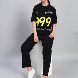 GRIFFEL Printed Pure Cotton T-Shirt With Trousers Co-Ords-picture-11