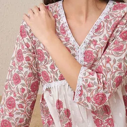 Indo Era White Printed A-Line Co-OrdsSet image 3