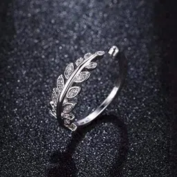 Teeragaj Leaf Stone Studded Adjustable Finger Ring-image-14