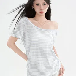 LULU & SKY Women V-Neck Extended Sleeves Monochrome Pockets T-shirt-picture-14