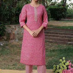 Chandbaali Women Floral Printed Regular Pure Cotton Kurta with Palazzos-picture-24