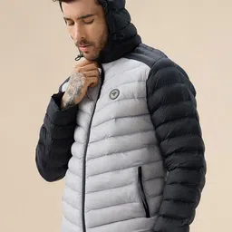 Status Quo Men Hooded Colourblocked Lightweight Puffer Jacket image 4