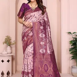 WOVENSTOCK Ethnic Motifs Zari Art Silk Handloom Kanjeevaram Saree-picture-14