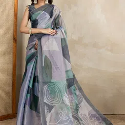 DAATAR Abstract Printed Saree with Blouse Piece-picture-26