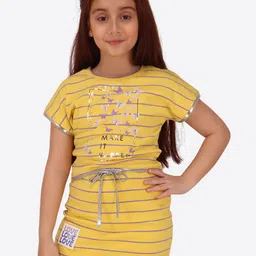 CUTECUMBER Girls Striped Top with Skirt-image-3