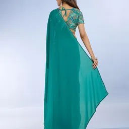 Mitera Women Solid Poly Chiffon Saree image 5