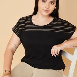 max Women Striped Round Neck Pure Cotton T-shirt-picture-35