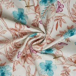 Floating Walls Furnishings White & Blue Floral Window Curtain image 3