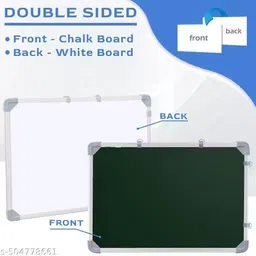 preha the smart choice Non Magnetic Melamine 1.5x2 Feet Green Chalk Board and White Marker Board for Office Whiteboards image 2