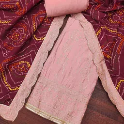 DIVASTRI Floral Embroidered Zari Roman Cotton Unstitched Dress Material-image-61