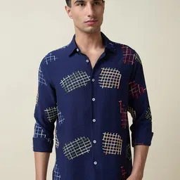 Thomas Scott Men Premium Fit Spread Collar Textured Casual Shirt-image-81
