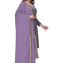 Kemza Women Polka Dots Embroidered Ikat Dupatta with Mirror Work image 2