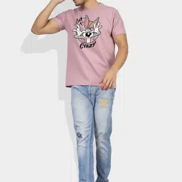 Greylongg Men Graphic Printed Round Neck Cotton Bugs Bunny T-shirt image 3